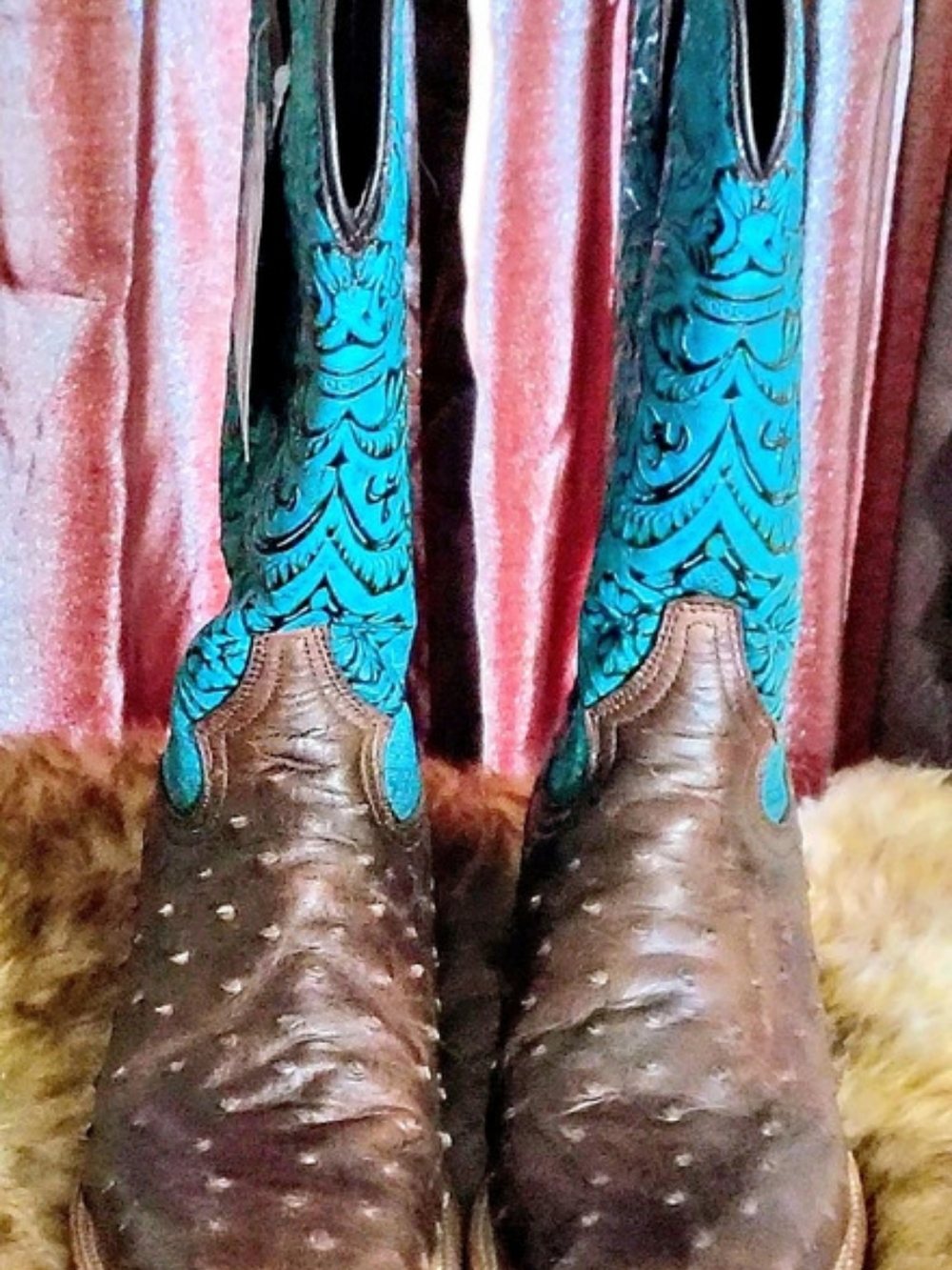 Tanner Mark Western Leather Boots in Brown & Turquoise US . Women's 10 NWT.
.